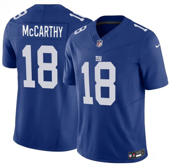 Men's New York Giants #18 J.J. McCarthy Blue 2026 F.U.S.E. Vapor Untouchable Limited Football Stitched Jersey