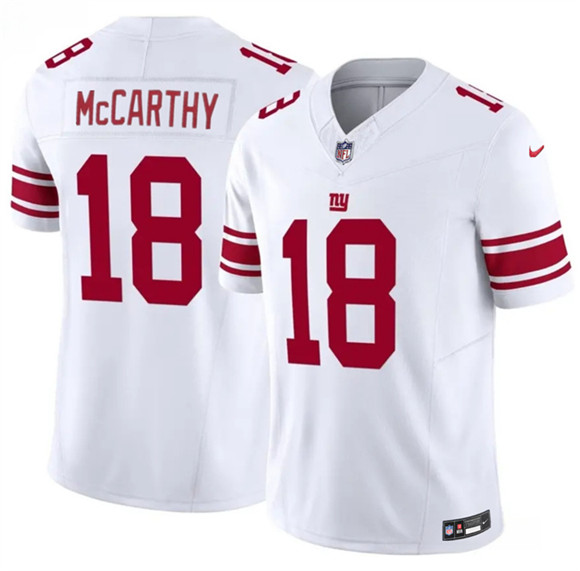 Men's New York Giants #18 J.J. McCarthy White 2026 F.U.S.E. Vapor Untouchable Limited Football Stitched Jersey