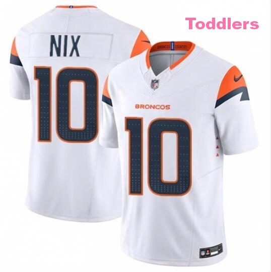 Toddlers Denver Broncos #10 Bo Nix White F.U.S.E. Vapor Limited Football Stitched Jersey
