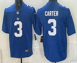 Men's New York Giants #3 Abdul Carter Limited Blue Vapor Jersey