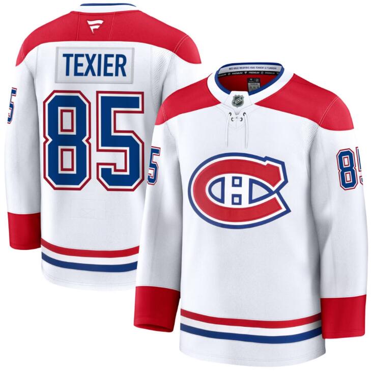 Men's Alexandre Texier Montreal Canadiens #85 NHL Fanatics Branded White Away Pro-Stitched Premium Jersey