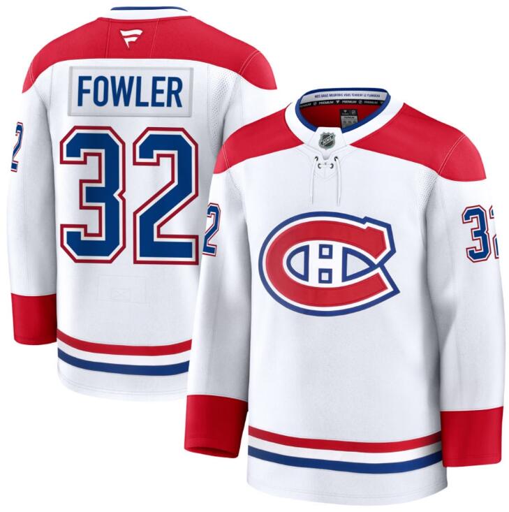 Men's Jacob Fowler Montreal Canadiens #32 NHL Fanatics White Away Pro-Stitched Premium Jersey