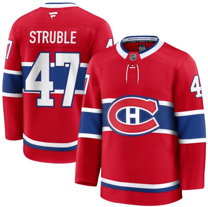 Men's Jayden Struble Montreal Canadiens #47 NHL Fanatics Home Red Pro-Stitched Premium Jersey
