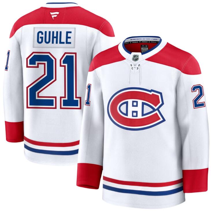 Men's Kaiden Guhle Montreal Canadiens #21 NHL Fanatics Away White Pro-Stitched Premium Jersey