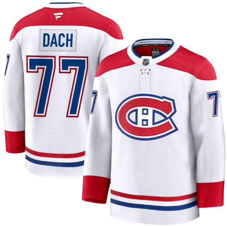 Men's Kirby Dach Montreal Canadiens #77 NHL Fanatics Away White Pro-Stitched Premium Jersey