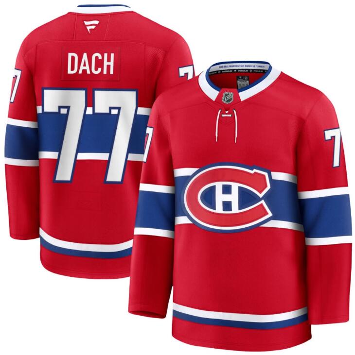 Men's Kirby Dach Montreal Canadiens #77 NHL Fanatics Home Red Pro-Stitched Premium Jersey