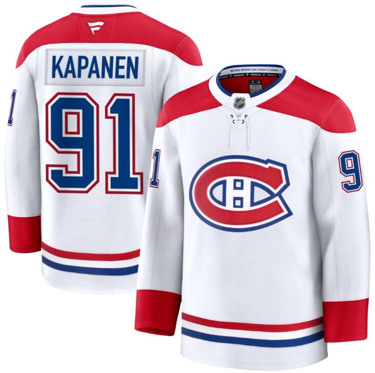 Men's Oliver Kapanen Montreal Canadiens #91 NHL Fanatics Away White Pro-Stitched Premium Jersey