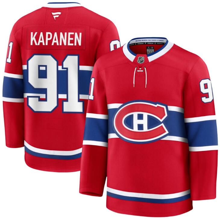 Men's Oliver Kapanen Montreal Canadiens #91 NHL Fanatics Home Red Pro-Stitched Premium Jersey
