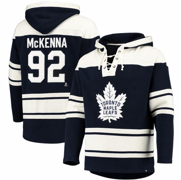 Toronto Maple Leafs #92 Gavin McKENNA Blue Player Name & Number Lacer Pullover Hoodie