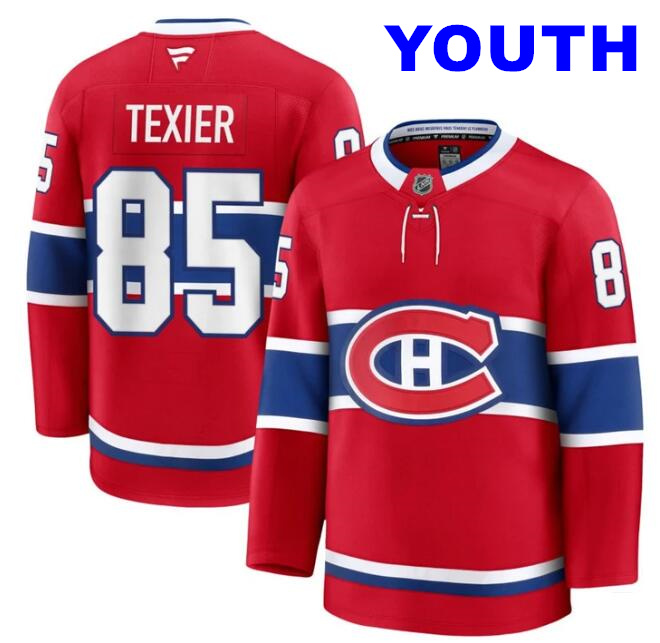 Youth Alexandre Texier Montreal Canadiens #85 NHL Fanatics Branded Red Pro-Stitched Premium Jersey
