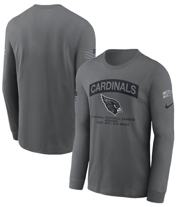 Men's Arizona Cardinals Gray 2026 Salute to Service Long Sleeve T-Shirt