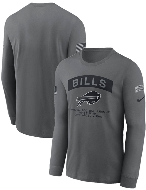 Men's Buffalo Bills Gray 2026 Salute to Service Long Sleeve T-Shirt