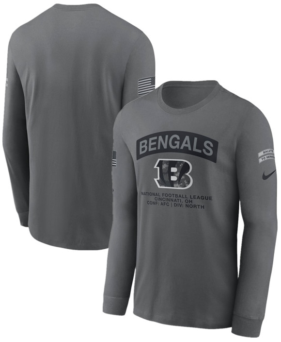 Men's Cincinnati Bengals Gray 2026 Salute to Service Long Sleeve T-Shirt