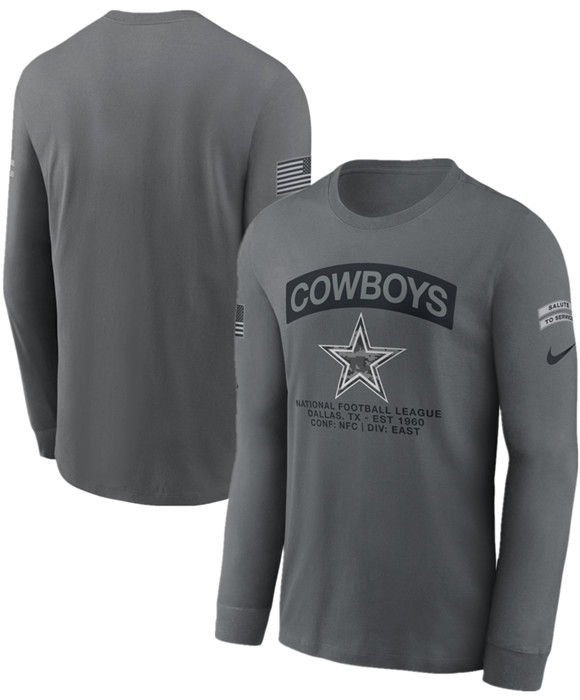 Men's Dallas Cowboys Gray 2026 Salute to Service Long Sleeve T-Shirt
