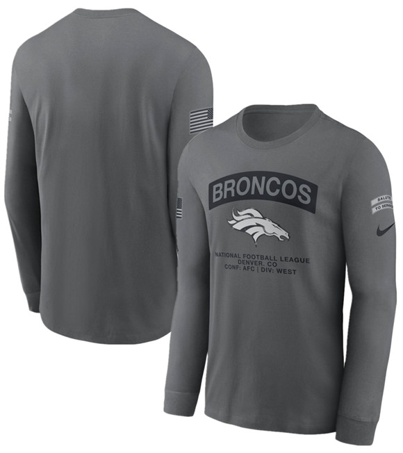 Men's Denver Broncos Gray 2026 Salute to Service Long Sleeve T-Shirt