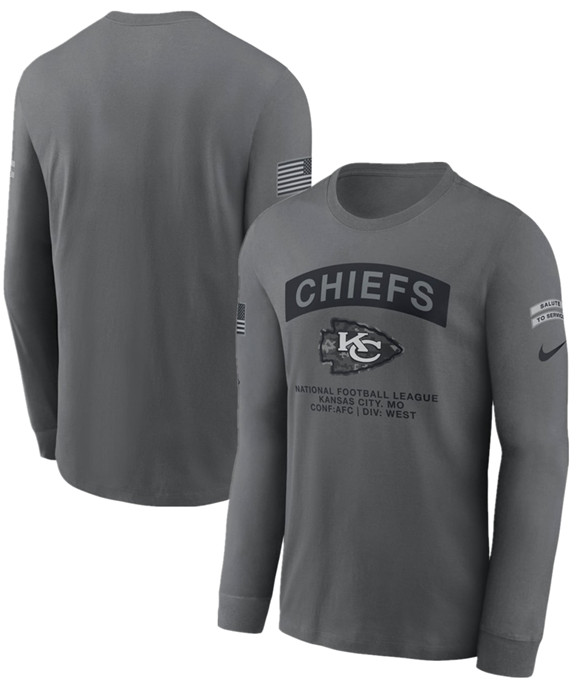 Men's Kansas City Chiefs Gray 2026 Salute to Service Long Sleeve T-Shirt