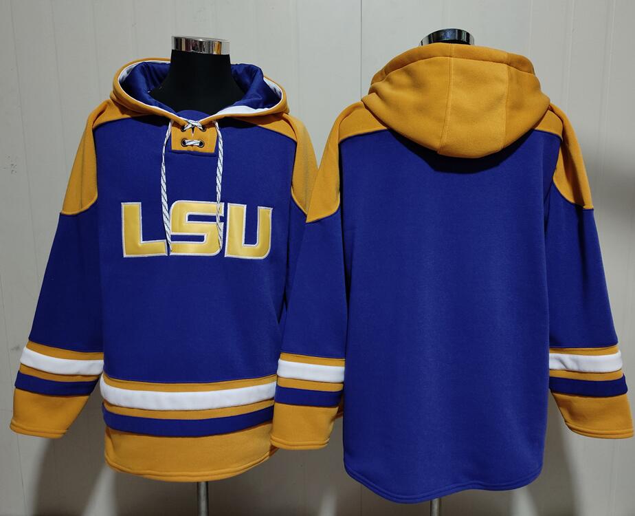 Men's LSU Tigers Purple Lace-Up Pullover Hoodie Lacer