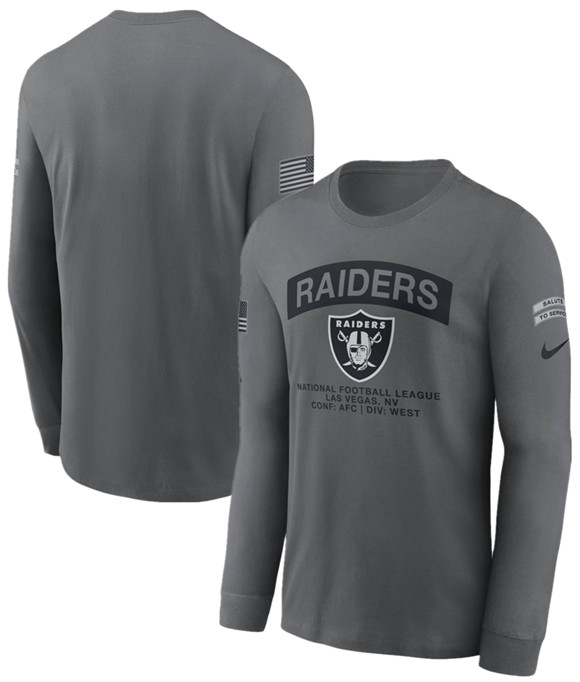 Men's Las Vegas Raiders Gray 2026 Salute to Service Long Sleeve T-Shirt