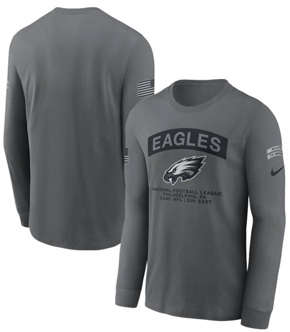 Men's Philadelphia Eagles Gray 2026 Salute to Service Long Sleeve T-Shirt