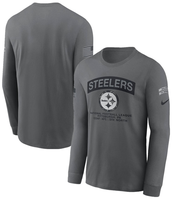 Men's Pittsburgh Steelers Gray 2026 Salute to Service Long Sleeve T-Shirt
