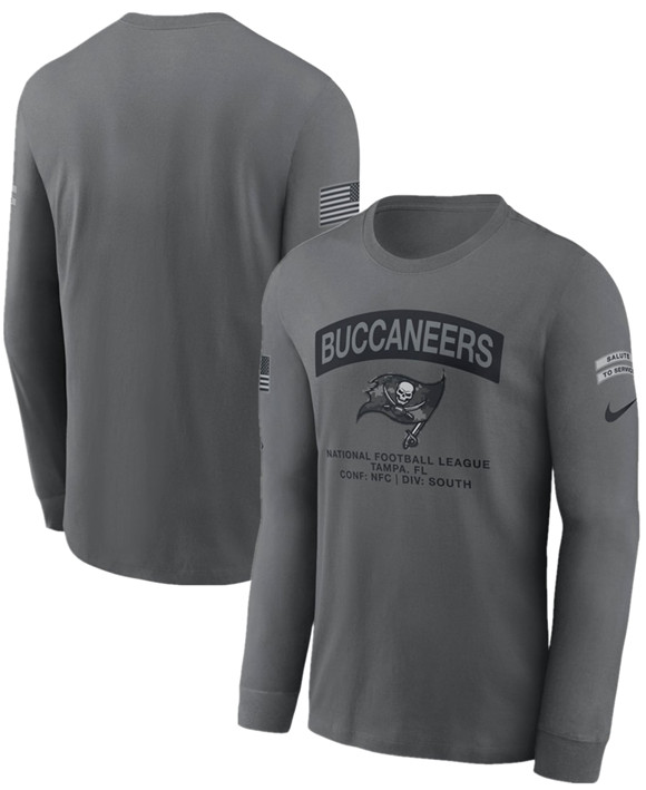 Men's Tampa Bay Buccaneers Gray 2026 Salute to Service Long Sleeve T-Shirt