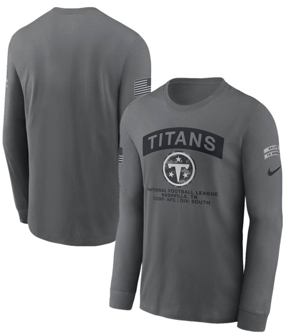 Men's Tennessee Titans Gray 2026 Salute to Service Long Sleeve T-Shirt