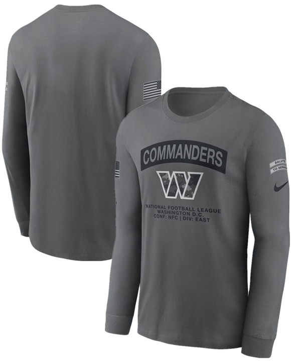 Men's Washington Commanders Gray 2026 Salute to Service Long Sleeve T-Shirt