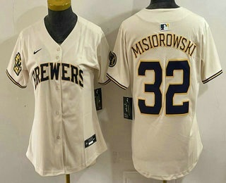 Women's Milwaukee Brewers #32 Jacob Misiorowski Cream Limited Jersey