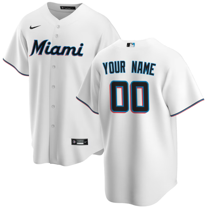 Custom Miami Marlins White Cool Base Stitched Baseball Jersey