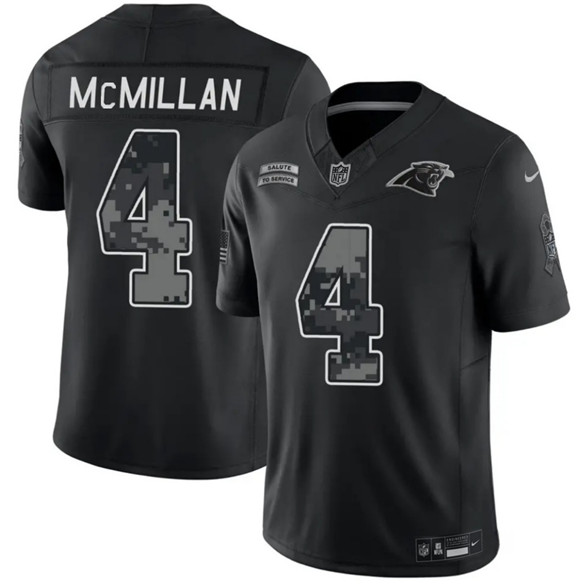 Men's Carolina Panthers #4 Tetairoa McMillan Black F.U.S.E. 2026 Salute to Service Limited Football Stitched Jersey