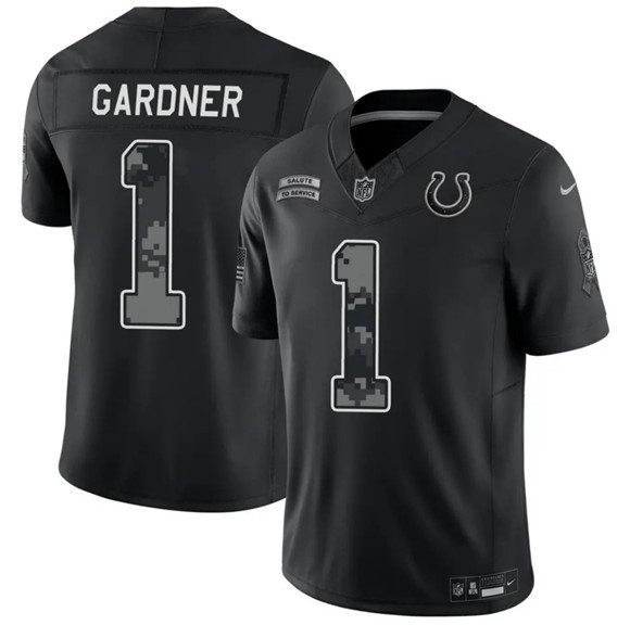 Men's Indianapolis Colts #1 Sauce Gardner Black 2026 F.U.S.E. Salute to Service Limited Football Stitched Jersey