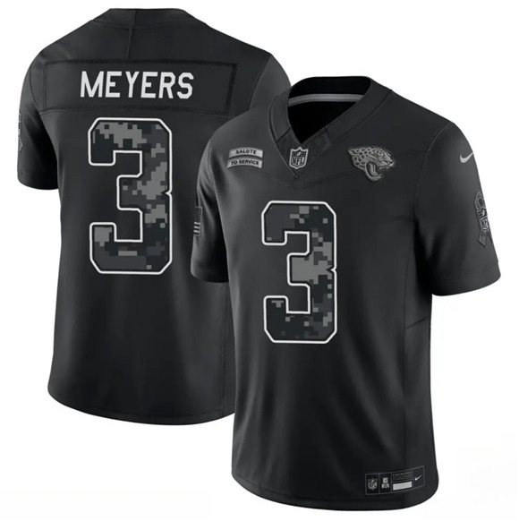 Men's Jacksonville Jaguars #3 Jakobi Meyers Black F.U.S.E. 2026 Salute to Service Limited Football Stitched Jersey