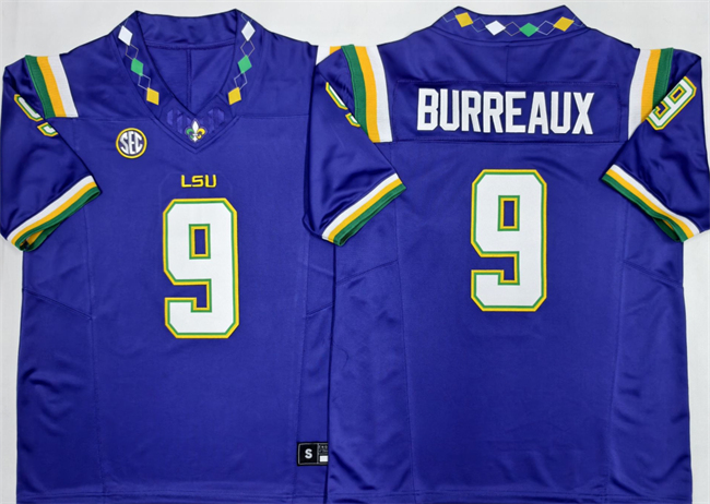 Men's LSU Tigers #9 Joe Burreaux Purple 2026 F.U.S.E. Stitched Jersey