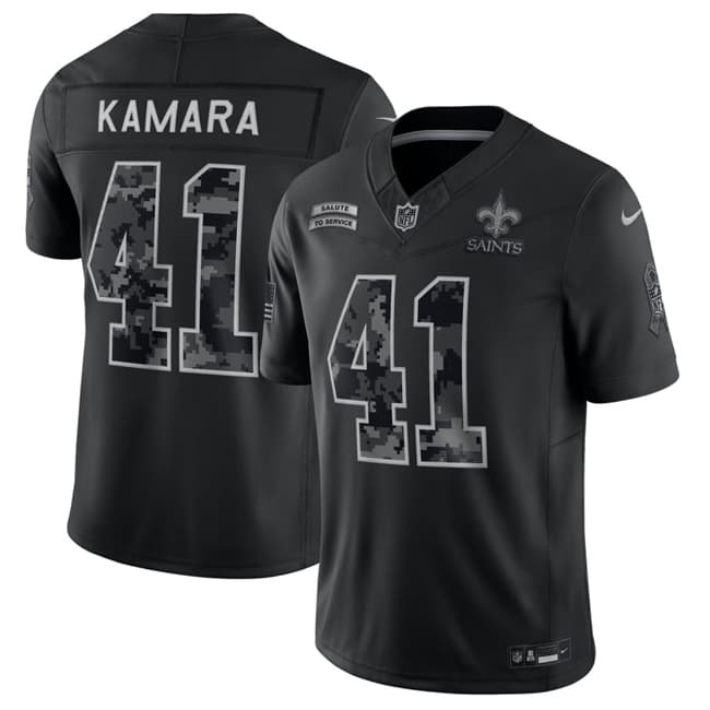 Men's New Orleans Saints #41 Alvin Kamara Black F.U.S.E. 2026 Salute to Service Limited Football Stitched Jersey
