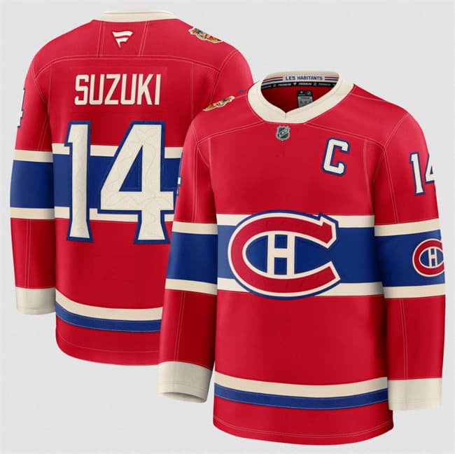 Men's Montreal Canadiens #14 Nick Suzuki Red 2026 Heritage Classic Premium Stitched Jersey