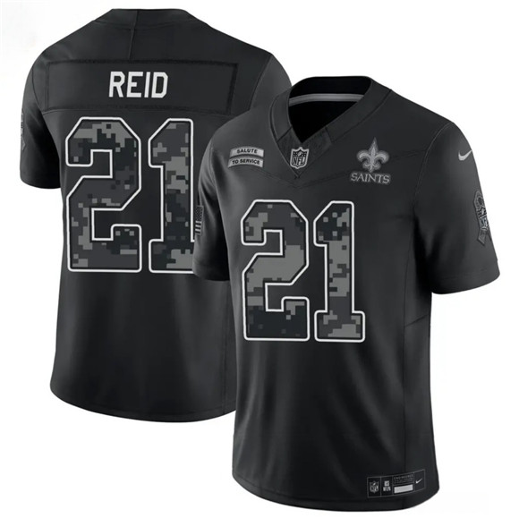Men's New Orleans Saints #21 Justin Reid Black F.U.S.E. 2026 Salute to Service Limited Football Stitched Jersey