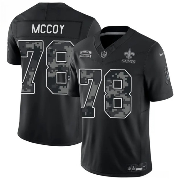 Men's New Orleans Saints #78 Erik McCoy Black F.U.S.E. 2026 Salute to Service Limited Football Stitched Jersey