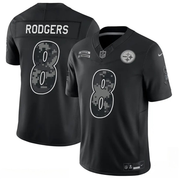 Men's Pittsburgh Steelers #8 Aaron Rodgers Black F.U.S.E. 2026 Salute to Service Limited Football Stitched Jersey