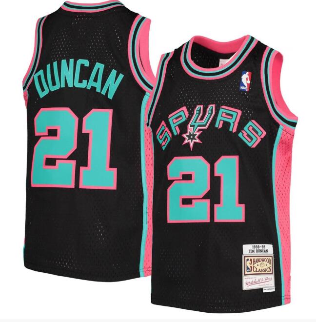 Men's San Antonio Spurs #21 Tim Duncan Mitchell & Ness Youth 1998-99 Hardwood Classics Reload Jersey