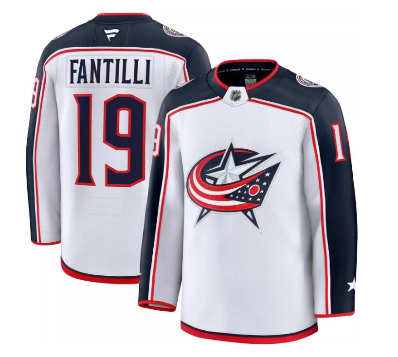 Men's Columbus Blue Jackets Adam Fantilli #19 White Away Premium Stitched Jersey