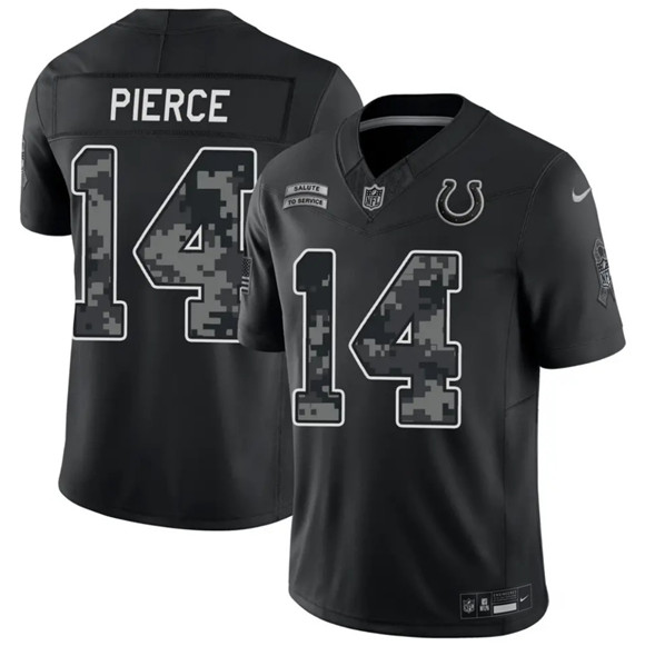 Men's Indianapolis Colts #14 Alec Pierce Black 2026 F.U.S.E. Salute to Service Limited Football Stitched Jersey