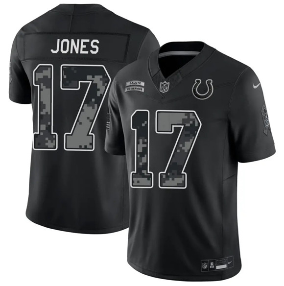 Men's Indianapolis Colts #17 Daniel Jones Black 2026 F.U.S.E. Salute to Service Limited Football Stitched Jersey