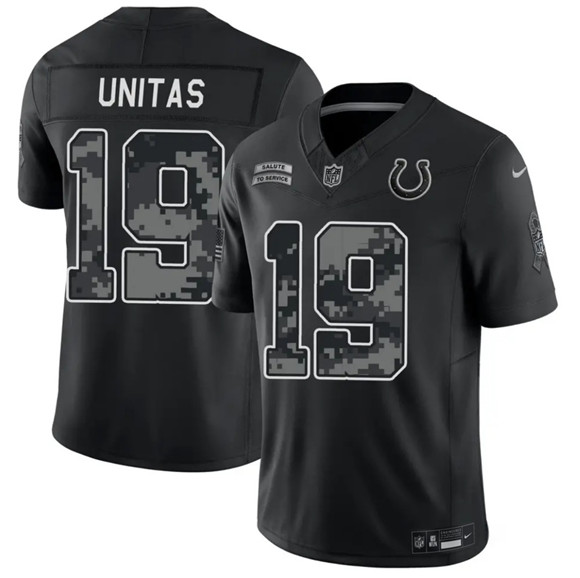 Men's Indianapolis Colts #19 Johnny Unitas Black 2026 F.U.S.E. Salute to Service Limited Football Stitched Jersey