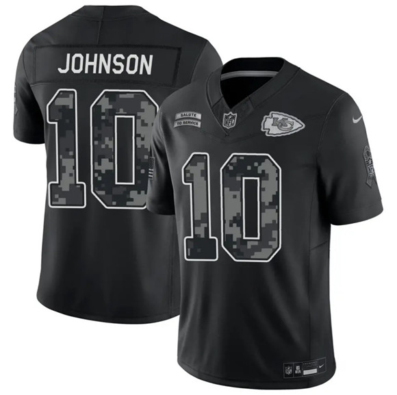 Men's Kansas City Chiefs #10 Emmett Johnson Black 2026 F.U.S.E. Salute to Service Limited Football Stitched Jersey