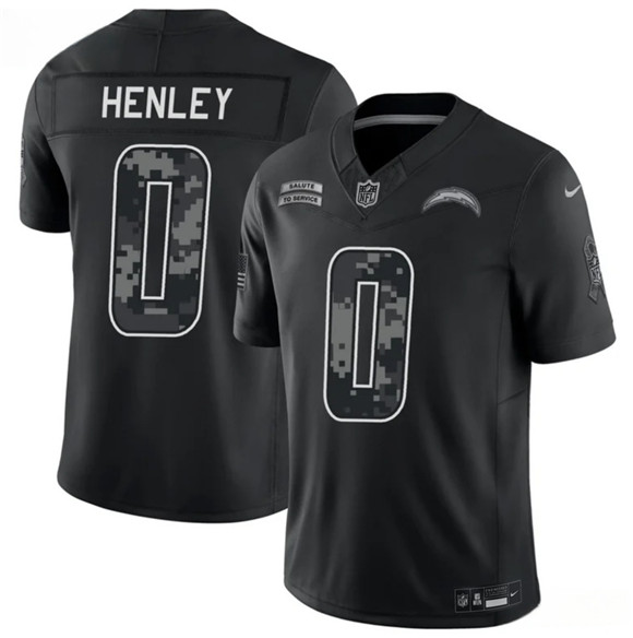 Men's Los Angeles Chargers #0 Daiyan Henley Black 2026 F.U.S.E. Salute to Service Limited Football Stitched Jersey