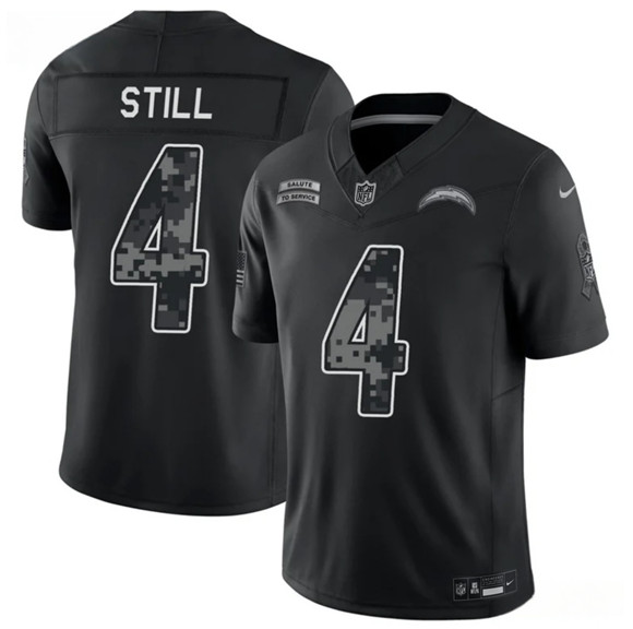 Men's Los Angeles Chargers #4 Tarheeb Still Black 2026 F.U.S.E. Salute to Service Limited Football Stitched Jersey