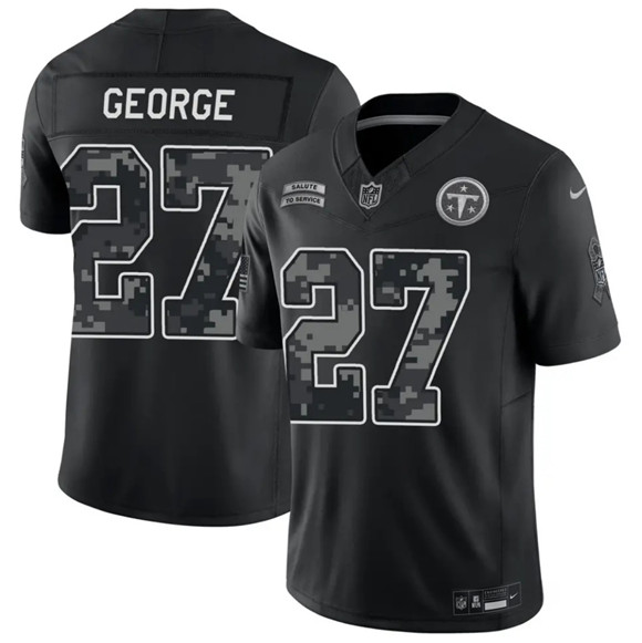 Men's Tennessee Titans #27 Eddie George Black F.U.S.E. 2026 Salute to Service Limited Football Stitched Jersey