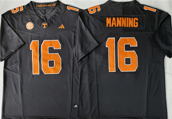 Men's Tennessee Volunteers #16 Peyton Manning Black 2026 F.U.S.E. Stitched Jersey