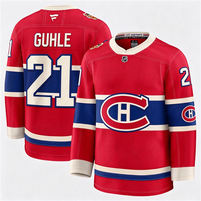 Montreal Canadiens 21 Kaiden Guhle Fanatics 2026 NHL Heritage Classic Premium Red Stitched Jersey