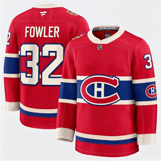 Montreal Canadiens 32 Jacob Fowler Fanatics 2026 NHL Heritage Classic Premium Red Stitched Jersey